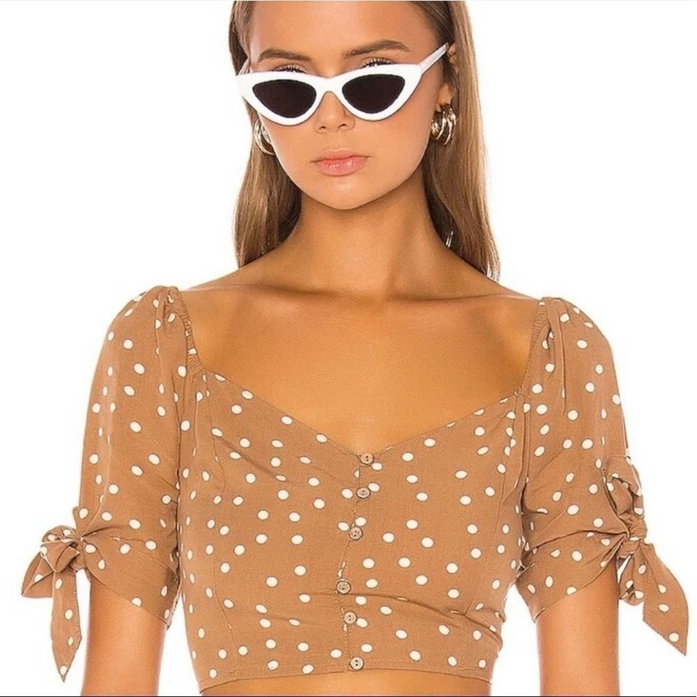 NWT L*SPACE Lola Top in Beachcomber Dot Crop Top Size M 